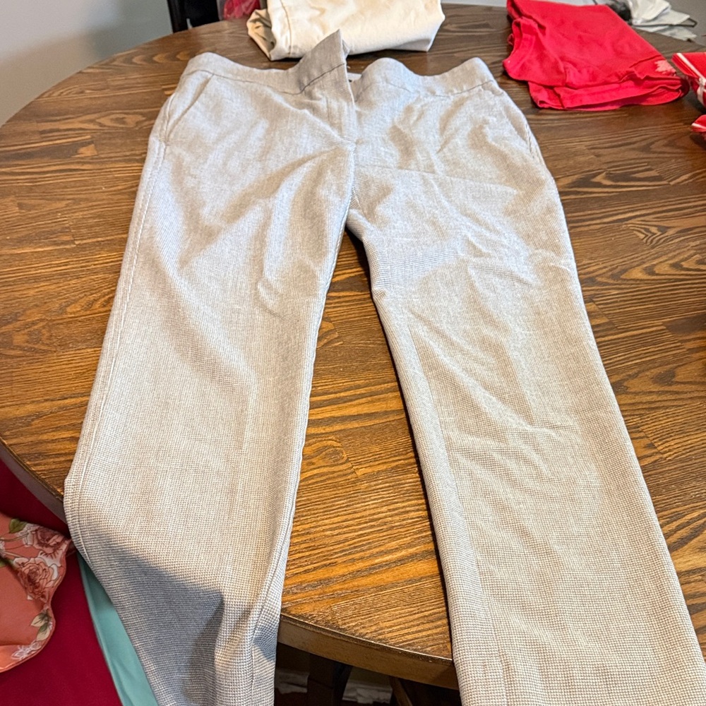LOFT Light Gray Textured Dress Pants